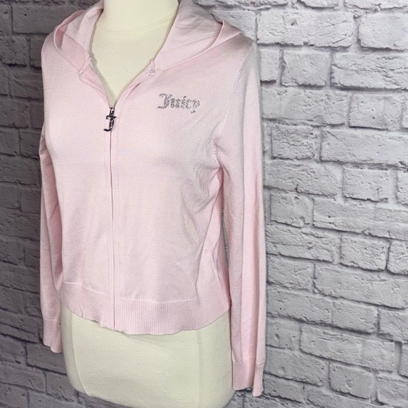 Juicy Couture Baby Pink Rhinestone Logo Knit Tracksuit Hoodie Pants Set XL - Picture 6 of 16